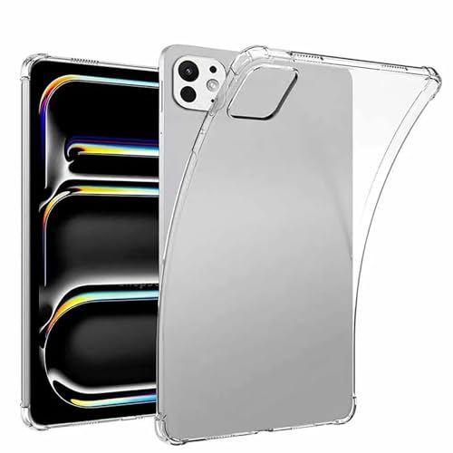 SEIAIYG Hülle für iPad Pro 11 Zoll 2024, Transparentes Silikon Schutzhülle, Stoßfest, Kratzfest für iPad Pro 11 Zoll 2024 Tablet, Transparent