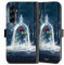 Klapphülle kompatibel mit Samsung Galaxy A55 5G Handyhülle aus Kunst Leder schwarz Flip Case Die Schöne und das Biest Disney Princess Rose