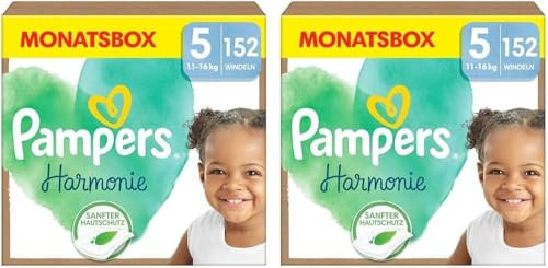 Pampers Harmonie Windeln Größe 5, 152 Windeln, 11kg-16kg, sanfter Hautschutz mit 100 Prozent Pampers Schutz