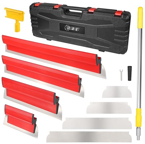 Trockenbau Skimming Blade Set mit 76,2 cm - 121,9 cm Verlängerungsgriff 25,4 cm / 40,6 cm / 61 cm / 81,3 cm Edelstahl Skimming-Klingen für Wandoberfläche Glättung Trockenbau Putz Wandboard inkl