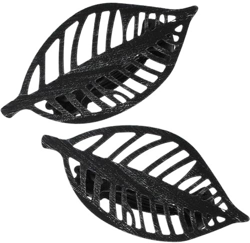 2 Embrasses, Pinces à Rideaux décoration en Metal, modèle Feuille Couleur Noir et Argent