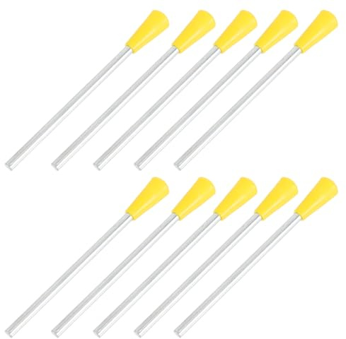 Cabilock 10 Metall-Triangelschlägel für Musikunterricht und Rhythmusübungen | Gelbe Griffe, Schlanke Metallstäbe, Leicht Zu Führen, Für Takttraining Und Gruppenübungen