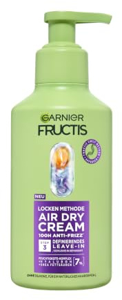 Garnier Fructis Locken Methode Air Dry Cream, definierendes Leave-In, für alle Lockentypen, mit Hyaluron und Shea-Fettsäuren, bändigt Frizz bis zu 100H, 1x260ml