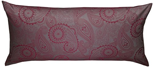 Bettwaesche-mit-Stil Mako Satin Damast Paisley Bettwäsche Garnitur Davos Kissenbezug 40x80 rot - grau
