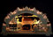 Großer 3D Schwibbogen 68cm Weihnachtsdorf mit Zug Handwerkskunst aus dem Erzgebirge, Lichterbogen mit Eisenbahn