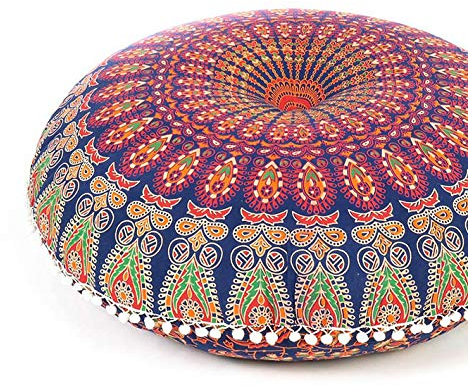 Eyes of India Boden-Meditationskissenbezug Mandala ca. 81 cm Deko-Hippie-Bohemian-Boho-Indien, Puff, Ottoman/Hocker Dark Blue #2