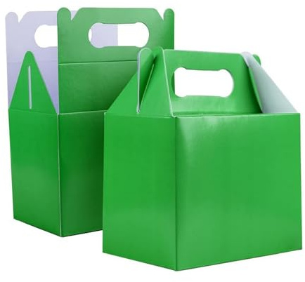10Pcs Green Party Food Lunch Boxes Takeaway Containers 14x12x10 cm - Meal Treat, Candy, Cookie, Toys, Cake Packing for Kids Birthday, Wedding, Catering Events, Picnics Party Bags