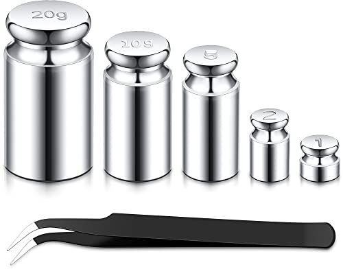 Pesos de Calibración 1g 2g 5g 10g 20g Conjunto de Pesas de Calibrar Gromos para Escala Balanza Digital y 1 Pieza de Pinza de Pesa de Calibración