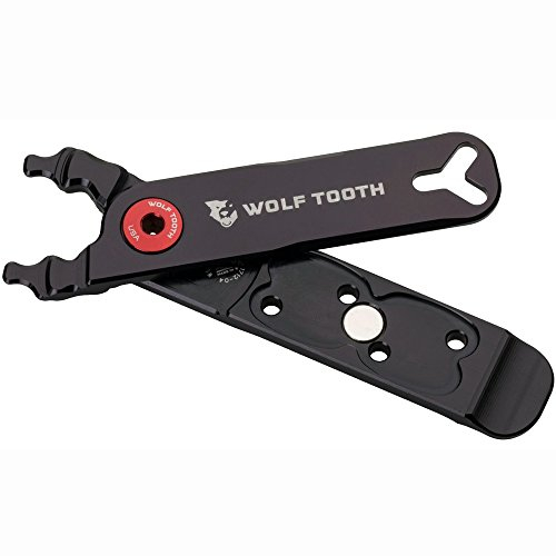 Wolf Tooth Master Link Zange – Packzange | Fahrrad-Multifunktionszange mit Fahrradreifenhebern, Ventilkernentferner | Kettenzange, Kettengliederzange 9/10/11/12 Gang Fahrradreparatur | Rot