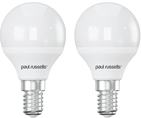 paul russells LED Light Small Edison Screw E14, 60w Equivalent, 6.5W 806LM LED Bulbs, 6500K Bright Daylight, Mini Globe Frosted G45 SES Golf Ball Energy Saving (Not Dimmable) Lightbulbs, 2 Pack