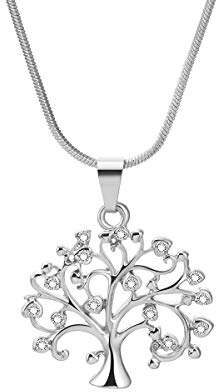 Ouran Baum des Lebens Halskette für Damen, Mädchen & Unisex - Gold oder Silber, Zirkonia-Kristall, 44.5 cm + 5 cm