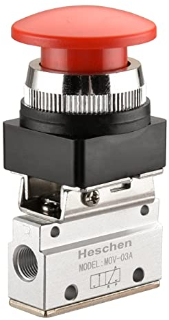 Heschen Pneumatisches mechanisches Ventil, MOV-03A, PT1/8, 3-Wege-2-Positionen, rotes Pilz-Druckknopfventil, normalerweise geschlossener Typ