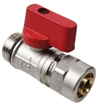 PEX Mini-Kugelventil 16 x 1/2 M/Kollektor-Isolierventile (Rot) (40,6 x 1,3 cm, Rot)