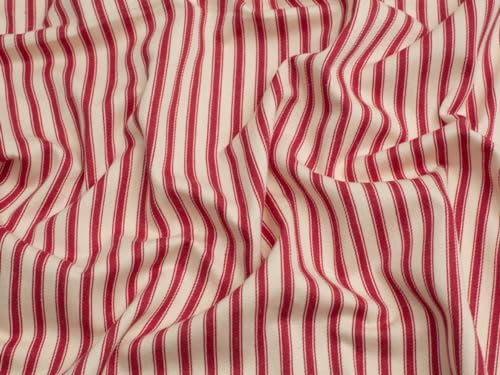 Minerva Crafts Leinen-Stoff, gestreift, Meterware, Rot