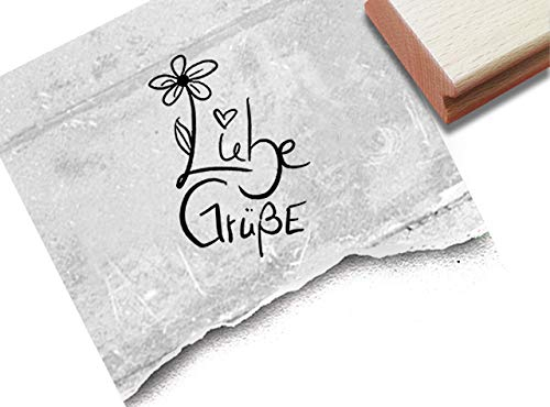 Stempel Liebe Grüße, in Handschrift - Textstempel Schriftstempel Karten Grußkarten Briefe Geschenkanhänger Geschenk Basteln Deko - zAcheR-fineT