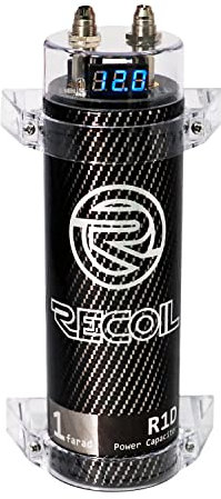 RECOIL R1D 1,0 Farad Car-Audio-Energiespeicher-Verstärkungskondensator mit blauer Digitalanzeige