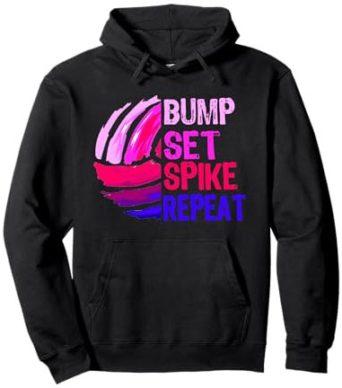 Bump Set Spike Repeat Pallavolo Rosa/Viola Felpa con Cappuccio