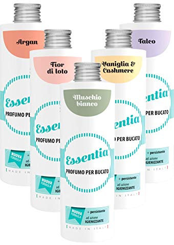 ESSENTIA Kit Inverno con 5x Profumo per Bucato con Igienizzante da 250ml, Essenza Profuma Bucato, Profumatore Bucato per Lavatrice con Estratti di Oli Essenziali Naturali