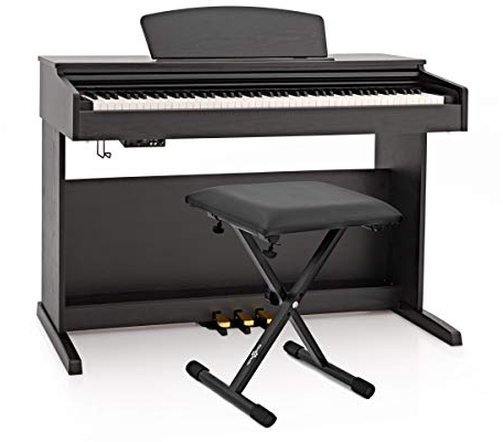 Digital Piano DP-10X by Gear4music with Adjustable Bench Matte Black