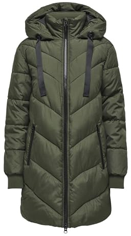JDY Damen Steppjacke JDYSkylar Padded gesteppter Parka mit Kapuze 15207784 Forest Night/Black L