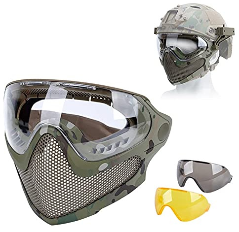 ACEXIER Airsoft Paintball Jagd Dual-Mode Taktische Ausrüstung Upgrade Stahlgitter Halbmaske Militär Kriegsspiel Schutzmaske