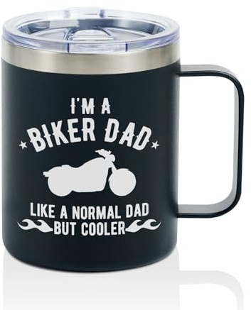Onebttl Biker Dad Gifts Motorbike Travel Mug - Cooler Motorcycle Present for Grandad - Funny Insulated Coffee Cup Fathers Day 12oz