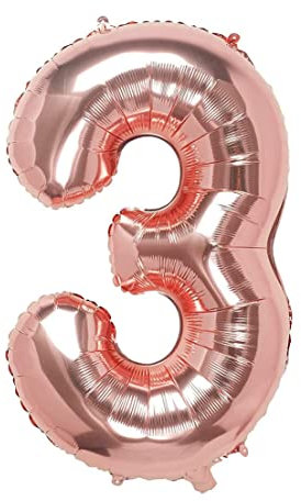 Palloncino Numero Oro Rosa 110 cm Gigante Palloncino Mylar Grande Ideale per Festa Adatto per Elio - Numero 3