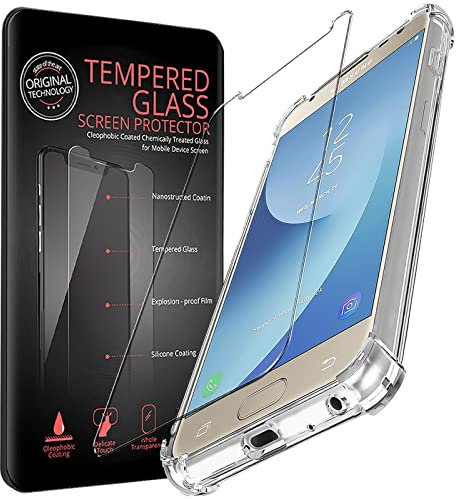 CoolGadget Samsung Galaxy J3 2017 TPU-Schutzhülle - Stoßdämpfend, Anti-Gelb, Transparent, Flexibel mit Rutschfesten Verstärkten Ecken, Klar