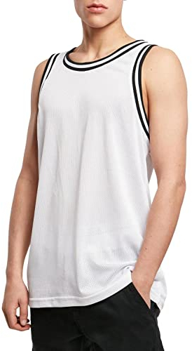 Mivaro Herren Tank Top Basketball Mesh, Achselshirt, Größe:L, Farbe:Weiß/Schwarz