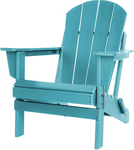 normani Original Adirondack Stuhl - Klappbarer Gartenstuhl in Holzoptik - Gemütlicher Gartensessel aus stabilem, recyceltem und langlebigem HDPE - 150 Kg Traglast Farbe Türkis