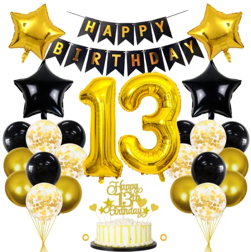 13 Geburtstag Deko Junge Mädchen Luftballon 13.geburtstag Deko Schwarz Gold Geburtstagsdeko 13 Jahre Mann 13 Luftballon Gold 13 Jahre Geburtstagdeko Mann Deko 13 Geburtstag Mädchen Junge Luftballons
