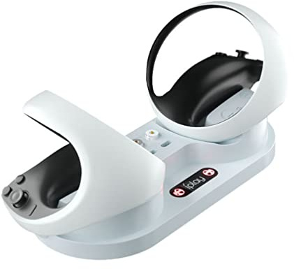 LiLiTok Dual Controller Ladegerät kompatibel für PS5 VR2 Ladestation mit LED-Licht, Tpye C Ladegerät für PSVR2 Handgriff Ladestation VR Zubehör