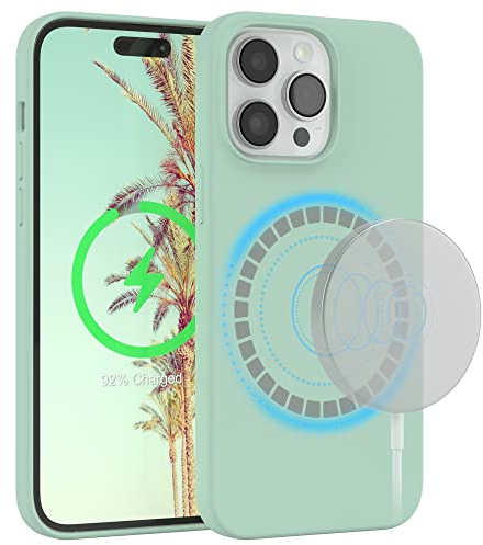 EAZY CASE - Silikonhülle kompatibel mit iPhone 14 Pro Max Hülle mit Qi Charging Silikon Case weich stoßfeste Handyhülle Schutzhülle Kameraschutz Dünn Schutz Cover TPU Bumper in Mint Grün