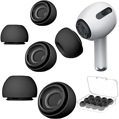 6 Paar Airpod Pro Ohrstöpsel Geräuschunterdrückung, Ersatz-Ohrstöpsel für Airpods Pro 2 mit Hülle, weiche Silikon-Ohrstöpsel für lange Nutzungsdauer, Weiß, S/M/L (Schwarz)