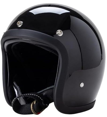 Japanischer Motorradhelm Offener Retro-Helm Mit Doppel-D-Schnalle Leichter Jet-3/4-Helm Für Erwachsene Herren Damen Moped Roller Cruiser DOT/ECE-Geprüft 2,L(59-60CM)