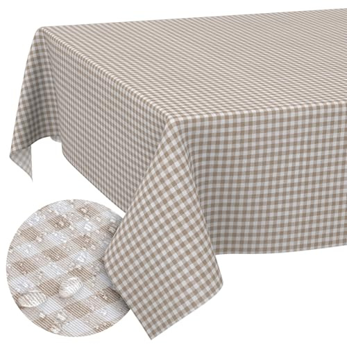 Tischdecke aus Stoff Textil abwaschbar Tischwäsche Tischtuch Baumwolle Polyester Vichy Gray 220x140cm In-/Outdoor Tischdecke