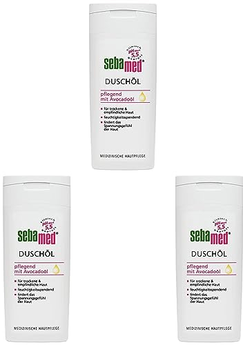 Sebamed Duschöl, für die schonende und besonders pflegende Reinigung der empfindlichen und trockenen Haut, mit über 50% Ölanteil*, 200 ml (Packung mit 3)