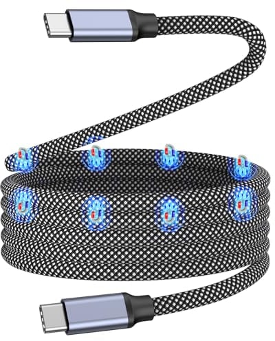 Magtame Cable de carga USB c, cable de carga magnético C de 240w, Cable USB C a USB c, cable de carga rápida C de 3,3 pies tejido de nylon