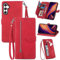 JayModCase Custodia per Samsung Galaxy A25 5G, con chiusura lampo Funzione Stand scomparti [Magnetica] [Antiurto] Pelle portafoglio Cover per Samsung Galaxy A25 5G - Rosso