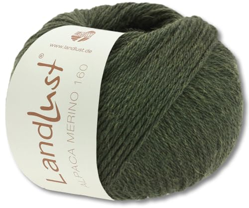 Frida's Wollhaus Lana Grossa 50 g Landlust Alpaka Merino 160 Wolle Stricken 26 Farben (423 | Moosgrün)
