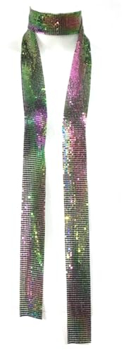 Wisafory Metall Pailletten Schal Damen Glitzer Halstuch Wickel Lang Krawatten Tücher Ketten Glitzernde Dünne Damenschal für Hochzeit Fasching Karneval Kostüm Party Accessoires Bunt
