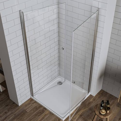 LUXESPIRE Duschkabine Eckeinstieg 80x80x185cm Dusche Doppelt 180°Schwingtür Duschwand Duschabtrennung Glas Eckdusche