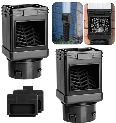 Fallrohrfilter, Laubentferner, Fallrohrfilter, Fallrohrsiebfilter, 2 x 3 und 3 x 4 Abflussrohre, 2 Stück, schwarz