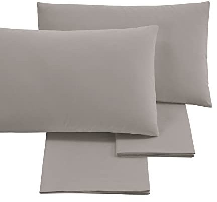 Puraluna Carezze: Completo Letto Matrtimoniale, set di lenzuola MADE IN ITALY (Tortora, Matrimoniale)