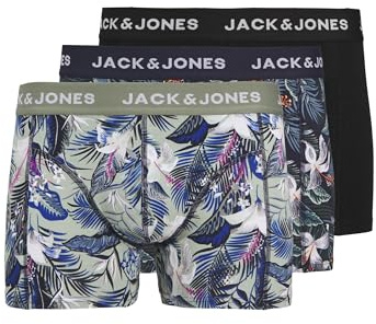 JACK & JONES Men's Boxer Shorts (Pack of 3), Sky Captain/Pack:iceberg Green - Black, L