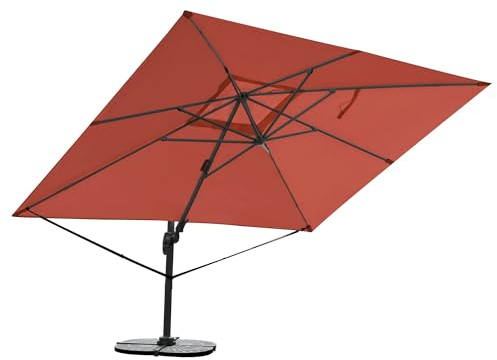RS Trade Sonnen Ampel Garten Marktschirm 3x4m, 9-fach neig- kippbar, orange/rot
