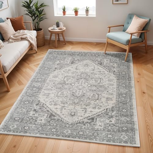 Livabliss Farah Khartoum Vintage Rug, Bedroom – 140x200 cm, Grey & Beige | Bedroom