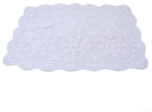 SPORTARC Kleine Baumwoll-Tischdecke mit Häkelspitze für Heimdekoration, 40 x 60 cm (weiß)