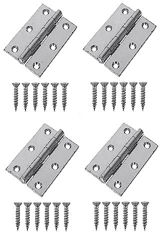 ZHIXU 4Pcs Door Hinge,3 / 76mm Polished Chrome Ball Bearing Hinges Including Fixing Screw, Zinc Plated Steel Butt Hinges for Home Furniture Bathroom Cabinet Window Internal Doors