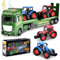 Herefun 3 in 1 Camion Ferme Dépanneuse Jouet, Grand Camion Transporteur Voiture, Tracteur Ferme Jouet Enfant, Cadeau pour Enfants Garçons 3 4 5 6+ Ans
